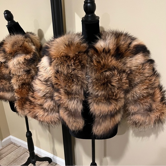 Genuine Raccoon Vest Jacket Crop Jacket Puffer Bomber Fur Coat Trench Long Sleev - Picture 3 of 15